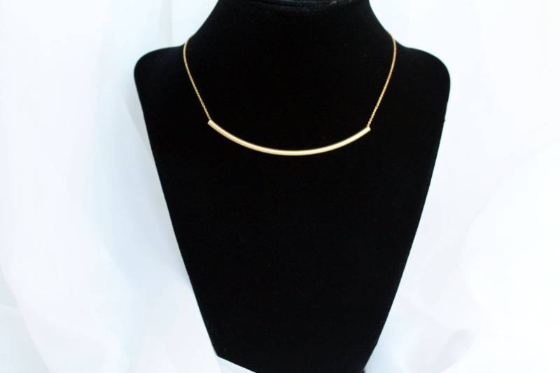 Gold Bar Halskette Gebogen, Gebogene Röhre Halskette, Dainty von PinkChemistry