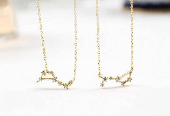 Kleiner Wagen Halskette, Großer Zirkonia Stern Sternzeichen Konstellation Ursa Major, Asterism von PinkChemistry