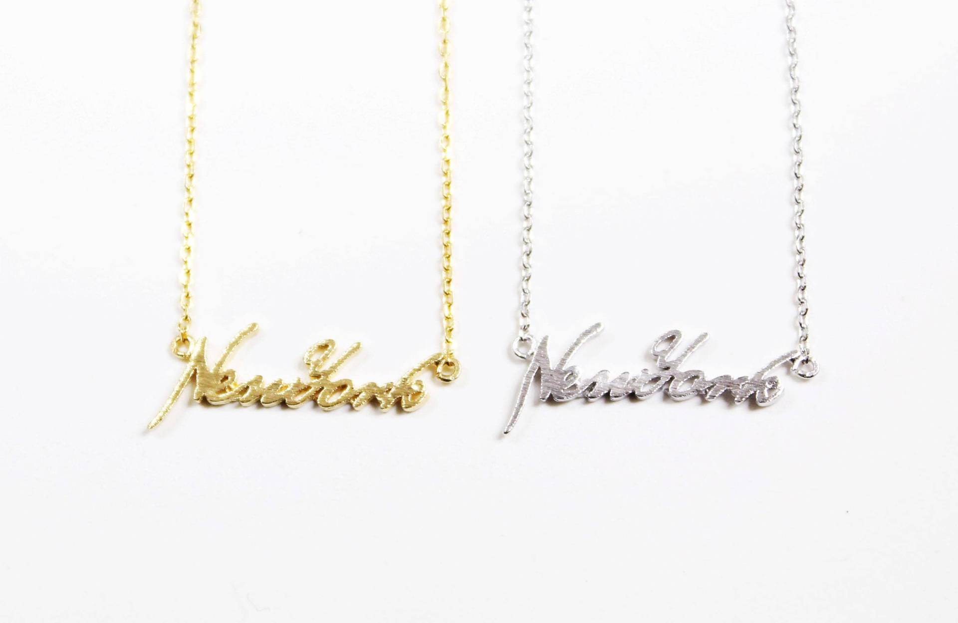 New York Halskette, Handschrift Von York, State Charm Schichtung Rose Gold von PinkChemistry