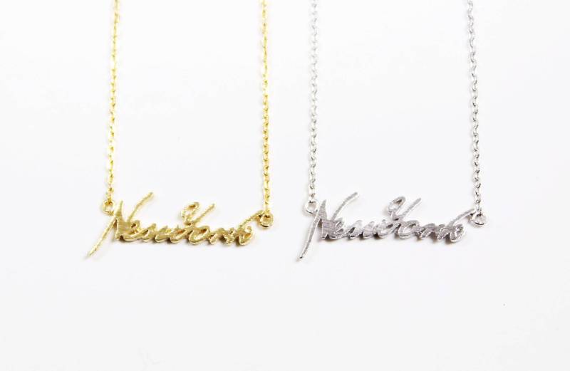 New York Halskette, Handschrift Von York, State Charm Schichtung Rose Gold von PinkChemistry