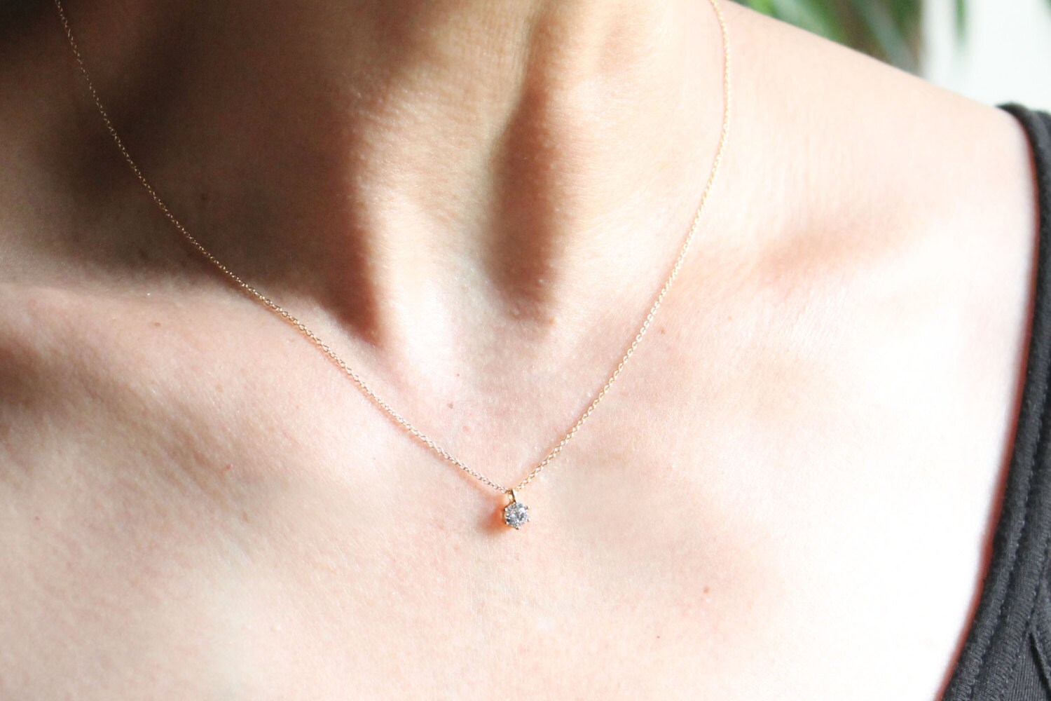 Solitär Zirkonia Anhänger Halskette, .925 Sterling Silber Kette Oder 14K Gold Gefüllt One Cubic Stone Hochzeit von PinkChemistry