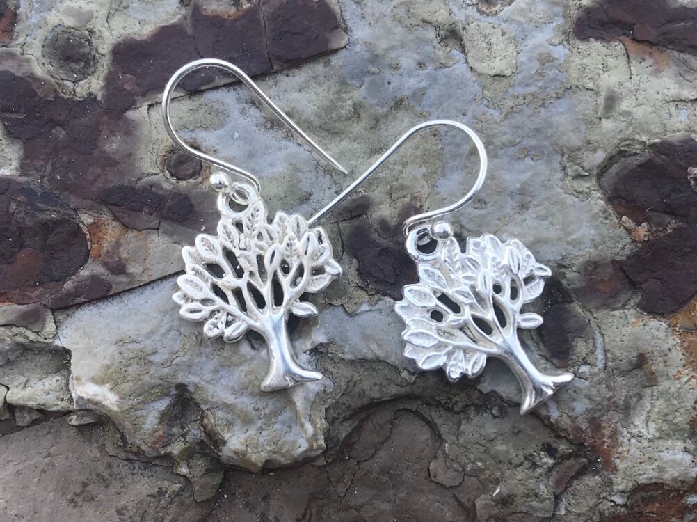 Baum Des Lebens Silber Ohrringe, Sterling Natur Silberbaum von PinkCityJewelers