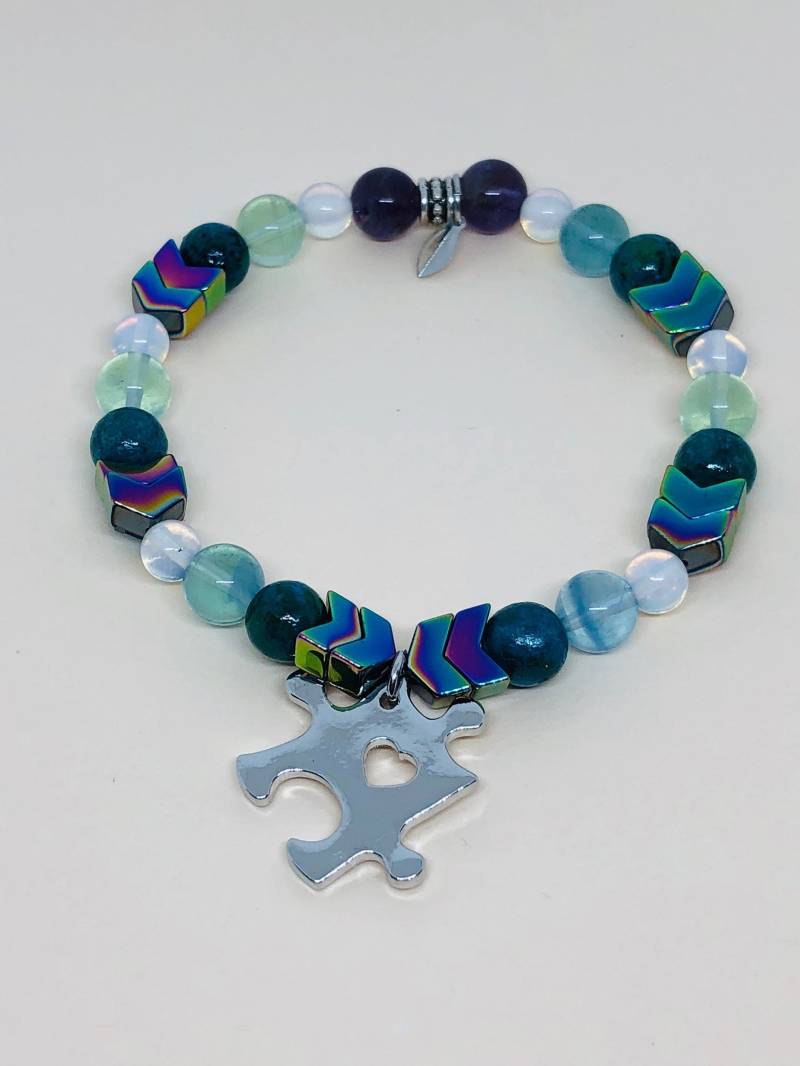 Edelstein Perlen Armband, Autismus Bewusstsein Schmuck, Inspirierende Armband Edelstein Perlen Armband, Autismus Bewusstsein Schmuck, Inspirierende Armband von PinkFeatherMoon