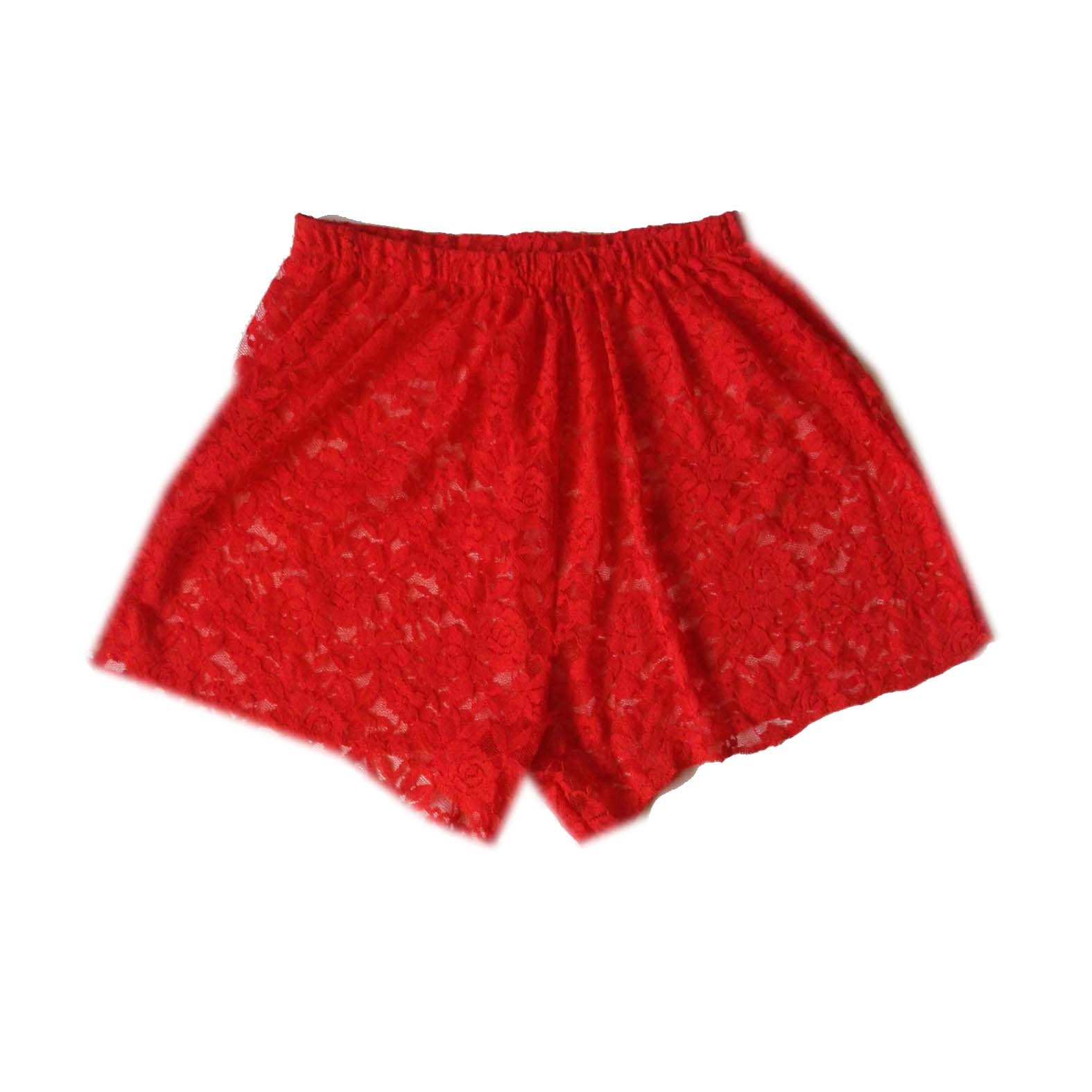 Hoch Taillierte Stretch Shorts Mit Blumen Spitze Hoch Taillierte Stretch Shorts Mit Blumen Spitze von PinkFlamingoShorts