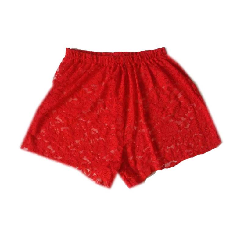 Hoch Taillierte Stretch Shorts Mit Blumen Spitze Hoch Taillierte Stretch Shorts Mit Blumen Spitze von PinkFlamingoShorts