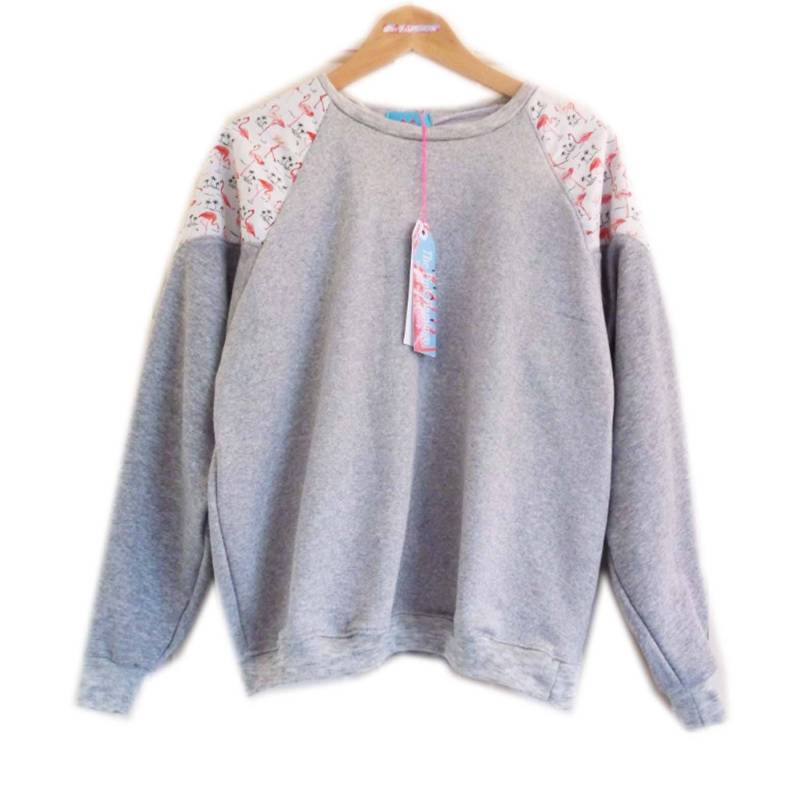 Hübscher Pink Flamingo Print Raglan Ärmel Slouchy Sweater Hübscher Pink Flamingo Print Raglan Ärmel Slouchy Sweater von PinkFlamingoShorts