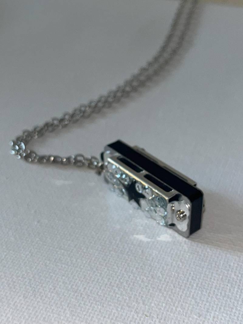 Mini Mundharmonika Halskette Schwarze Sterne Strass Selbstgemacht Süsse Idee von PinkFutureStore