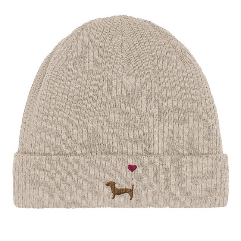 Bio-Baumwoll-Beanie Mütze Dackel | Verschiedene Farben Unisex Dackelstickerei von PinkPawDE