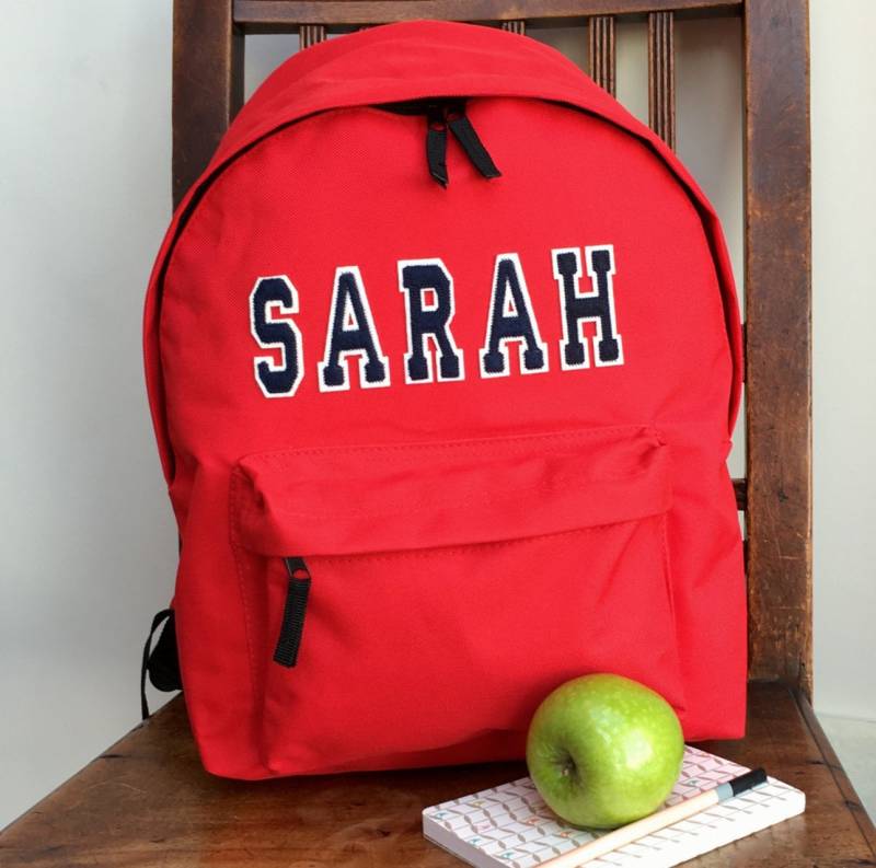 Personalisierte Applikation Name Rucksack Varsity Style Letters Mädchen Und Jungen Schule Sportschule Schwimmtasche Ballett von PinkPineappleEngland