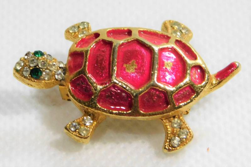 Rote Emaille Schildkröte Brosche Mit Kristall Schmuck Rote Emaille Schildkröte Brosche Mit Kristall Schmuck von PinkPrincessMarket