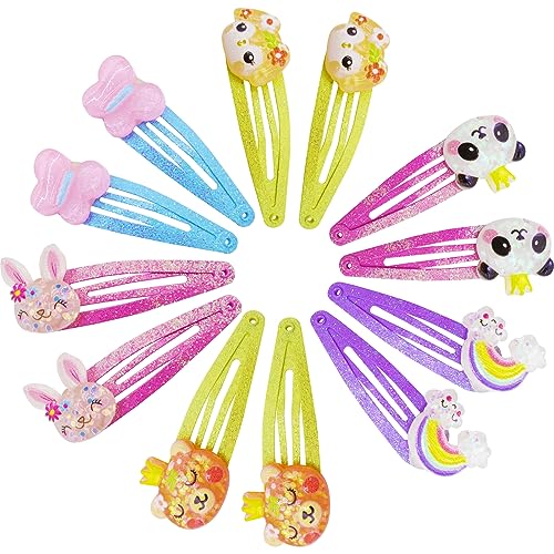 Haarspangen Spangen für Mädchen, 6 Paar Einhorn Haarnadeln, niedliche Haarspangen Metall Snap Spangen funkelnde für Mädchen Teenager Kleinkinder (Stil-B) von PinkSheep