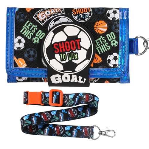 PinkSheep Kinder Geldbörse für Jungen im Alter von 4-18 Jahren Trifold, Jugend Geldbörse mit Lanyard Zippered Coin Pocket Kartenhalter, Neuheit Geldbörse für Kinder Geburtstag Geschenke von PinkSheep