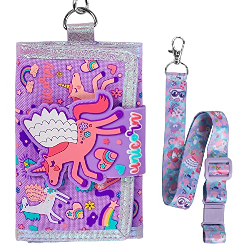 PinkSheep Kinder Geldbörse für Mädchen im Alter von 4-18 Jahren Trifold, Jugend Geldbörse mit Lanyard Zippered Coin Pocket Kartenhalter, Novelty Geldbörse für Kinder Geburtstag Geschenke von PinkSheep