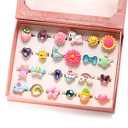 PinkSheep Einhorn Mädchen Ringe in a Geschenk Box, Verstellbar, Keine Duplikation, 24 Stück Mädchen Pretend Play und Dress Up Ringe PinkSheep Einhorn Mädchen Ringe in a Geschenk Box, Verstellbar, Keine Duplikation, 24 Stück Mädchen Pretend Play und Dress Up Ringe von PinkSheep
