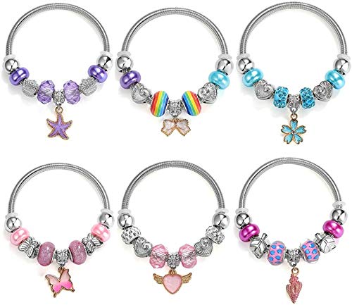 PinkSheep Niedliche Freundschaftsarmbänder für Mädchen - Set mit 6 Armbändern mit Steinperlen und Anhängern - Perfekt für Partys und Geschenktüten von PinkSheep