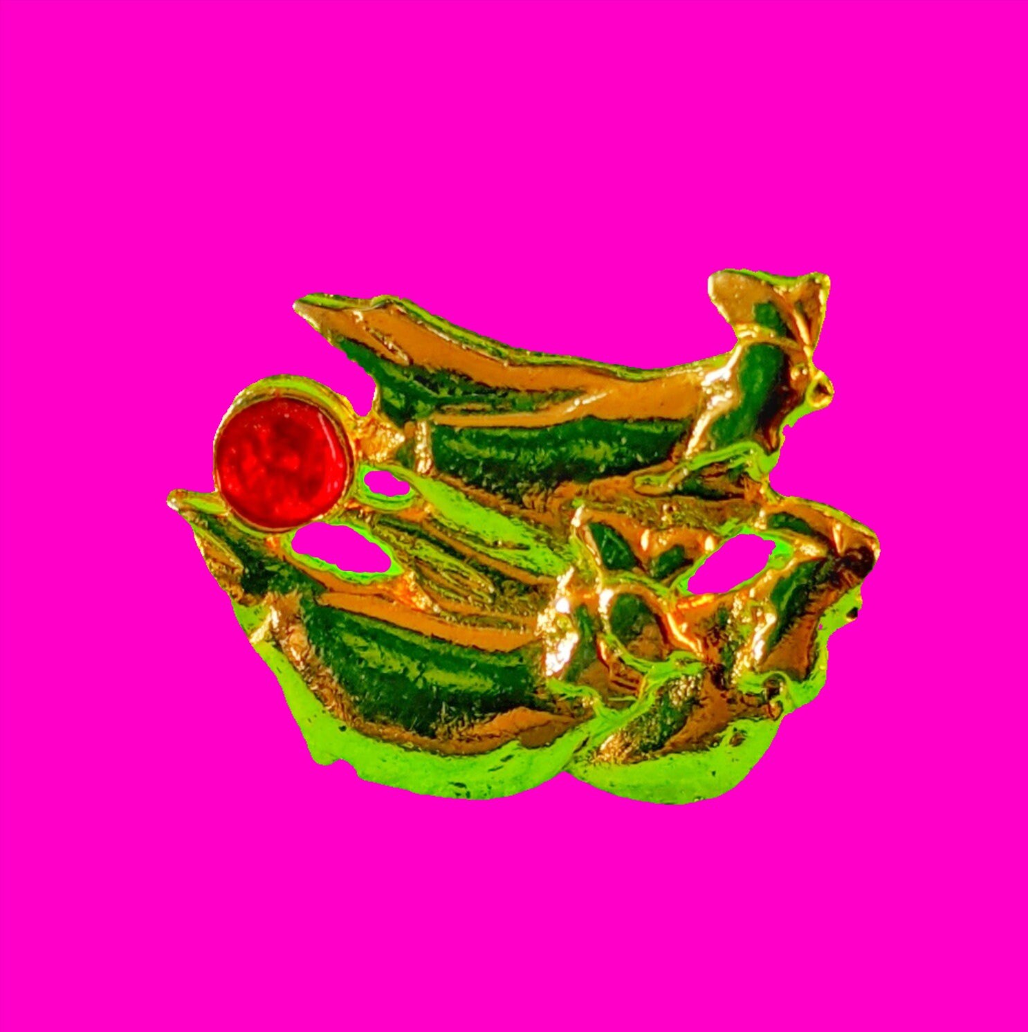 Three Hens Red Emaille Jewel Gold Vintage 1950Er Pullover Mädchen Retro Kitsch Rockabella Glücksbringer Pin Brosche von PinkSkullCA