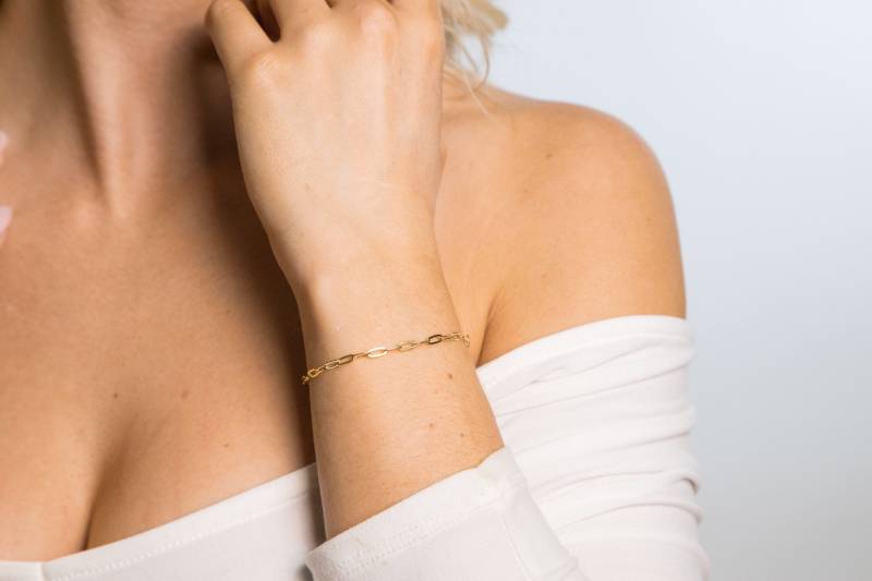 14K Gold Filled Armband-Paperclip Kette-Jeden Tag Armband-Layering Armband-Zierliche Armband-Einfache Armband-Brautjungfer Armband von PinkSlate