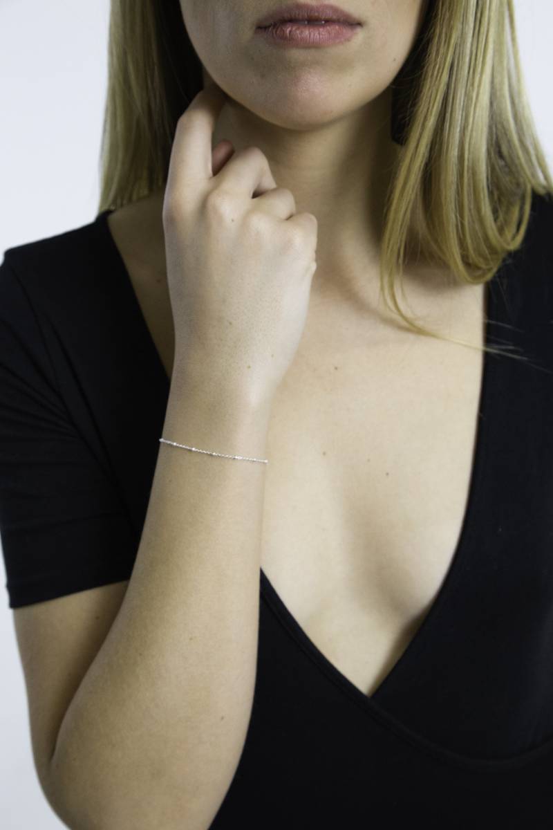 Gold Filled Satelliten Armband-sterling Silber Armband-Rosegold Saturn Kette-Dew Drop Armband-Dainty Armband-Gift von PinkSlate