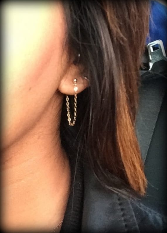 Rosegold Kette Ohrringe-sterling Silber Ohrringe-Gold Filled Kugel Ohrringe-Einfache Ohrringe-Zierliche Ohrringe von PinkSlate