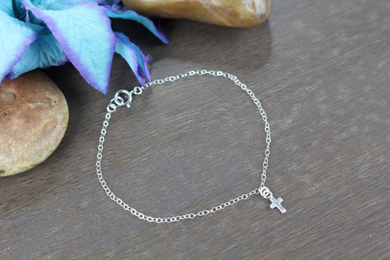 Winziges Kreuz Armband-sterling Silber Armband-Rosegold Armband-Gold Gefüllt Armband-Alltäglich Armband-Glauben Armband-Geschenk von PinkSlate