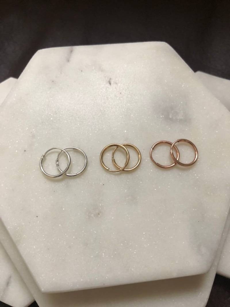 sterling Silber Endlose Hoop Ohrringe-Gold Filled Ohrringe-Rosegold Ohrringe-Huggie Ohrringe von PinkSlate
