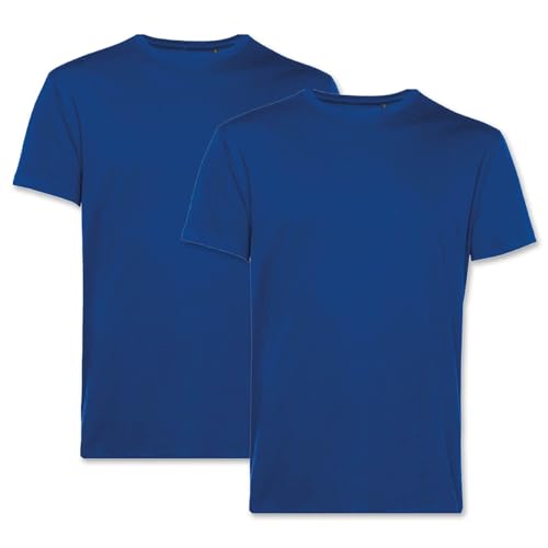 PinkTex Herren T-Shirt (2er Pack) Bio-Baumwolle Rundhals, Blau, S von PinkTex