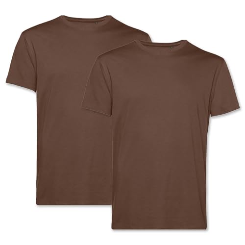 PinkTex Herren T-Shirt (2er Pack) Bio-Baumwolle Rundhals, Braun, XXL von PinkTex