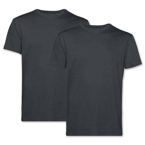 PinkTex Herren T-Shirt (2er Pack) Bio-Baumwolle Rundhals, Dunkelgrau, 3XL von PinkTex