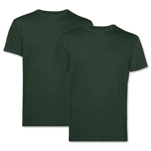 PinkTex Herren T-Shirt (2er Pack) Bio-Baumwolle Rundhals, Dunkelgrün, XXL von PinkTex