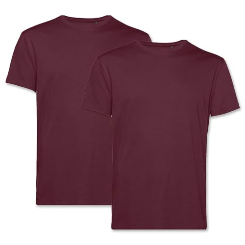 PinkTex Herren T-Shirt (2er Pack) Bio-Baumwolle Rundhals, Dunkelrot, XXL von PinkTex