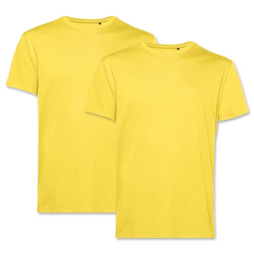 PinkTex Herren T-Shirt (2er Pack) Bio-Baumwolle Rundhals, Gelb, XXL von PinkTex