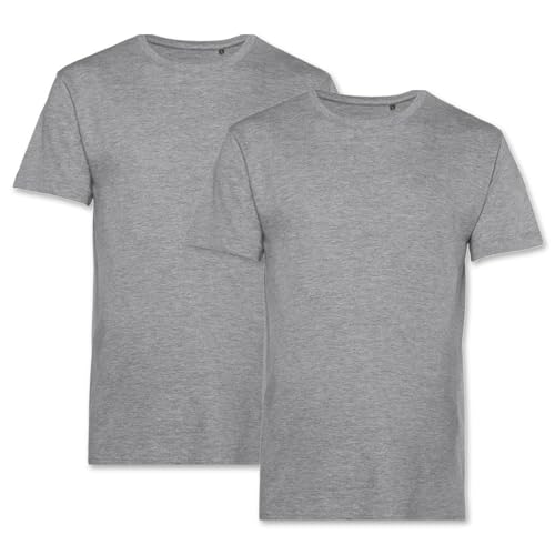 PinkTex Herren T-Shirt (2er Pack) Bio-Baumwolle Rundhals, Graumeliert, L von PinkTex