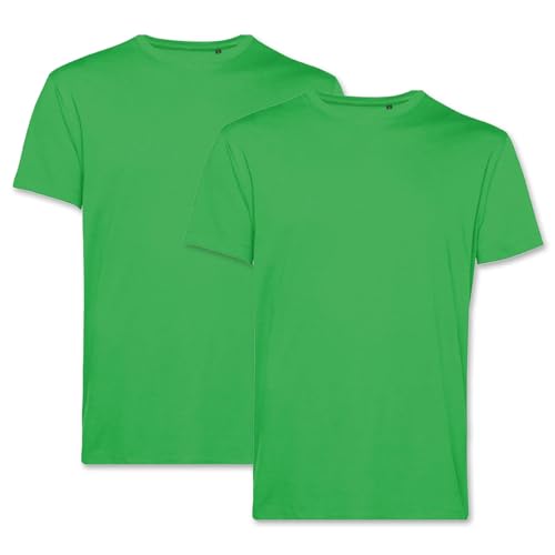 PinkTex Herren T-Shirt (2er Pack) Bio-Baumwolle Rundhals, Grün, XL von PinkTex
