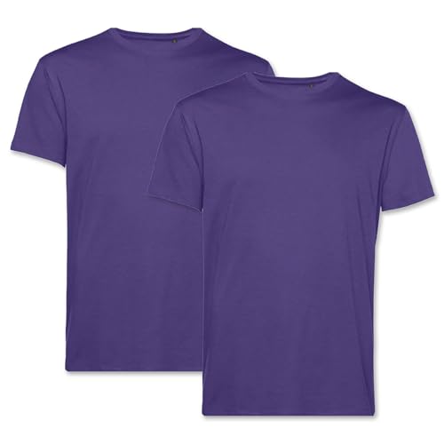 PinkTex Herren T-Shirt (2er Pack) Bio-Baumwolle Rundhals, Lila, S von PinkTex