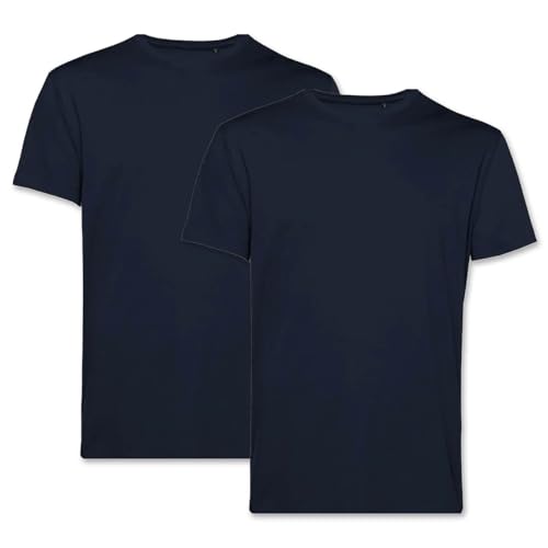 PinkTex Herren T-Shirt (2er Pack) Bio-Baumwolle Rundhals, Navy, M von PinkTex