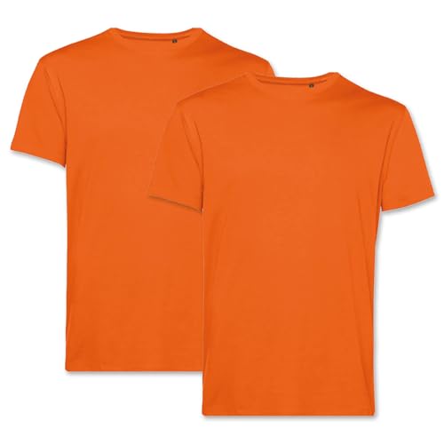 PinkTex Herren T-Shirt (2er Pack) Bio-Baumwolle Rundhals, Orange, 3XL von PinkTex