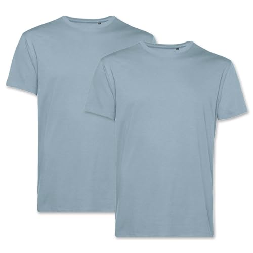 PinkTex Herren T-Shirt (2er Pack) Bio-Baumwolle Rundhals, Pastellblau, XL von PinkTex