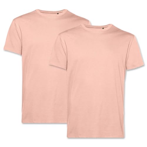 PinkTex Herren T-Shirt (2er Pack) Bio-Baumwolle Rundhals, Pastellrosa, S von PinkTex