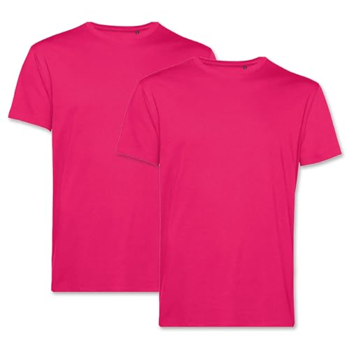 PinkTex Herren T-Shirt (2er Pack) Bio-Baumwolle Rundhals, Pink, XL von PinkTex