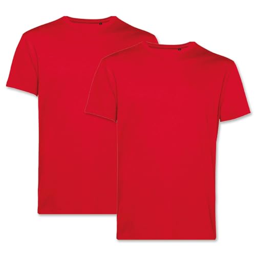 PinkTex Herren T-Shirt (2er Pack) Bio-Baumwolle Rundhals, Rot, 4XL von PinkTex