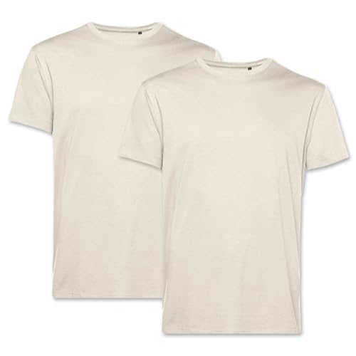 PinkTex Herren T-Shirt (2er Pack) Bio-Baumwolle Rundhals, Sand, M von PinkTex