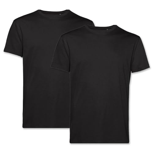 PinkTex Herren T-Shirt (2er Pack) Bio-Baumwolle Rundhals, Schwarz, XXL von PinkTex