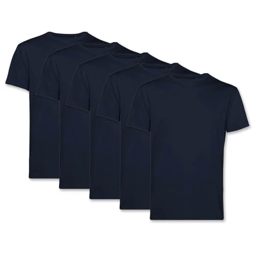 PinkTex Herren T-Shirt (5er Pack) Bio-Baumwolle [Navy, von PinkTex