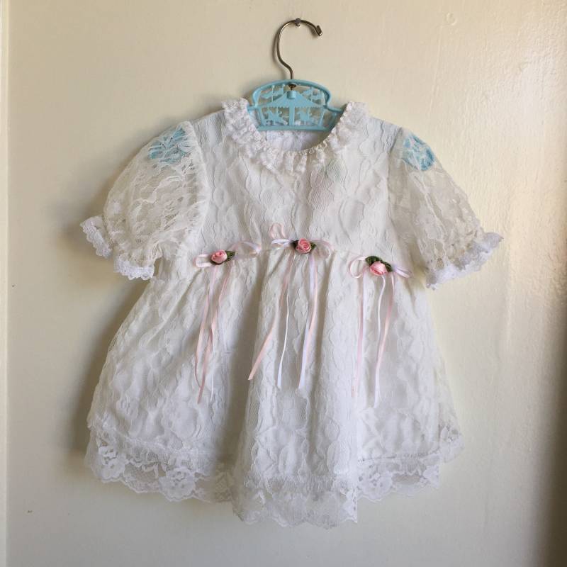 Vintage Evy Spitze Partykleid Gr 12-18 M Weiss von Pinkbedazzler