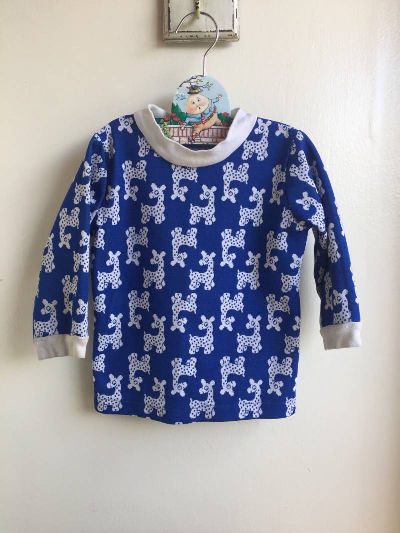 Vtg Handmade Giraffe Shirt Blau Weiß Gr. 3-4 Jahre von Pinkbedazzler