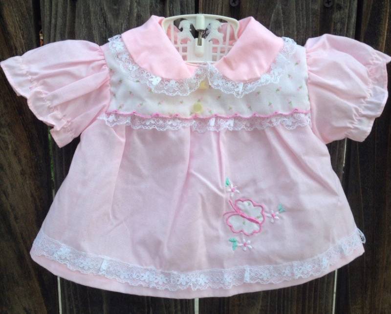 Vtg Mayfair Baby Kleid Rosa Schmetterling Spitze Gr 0-3 M Rosenknospen von Pinkbedazzler