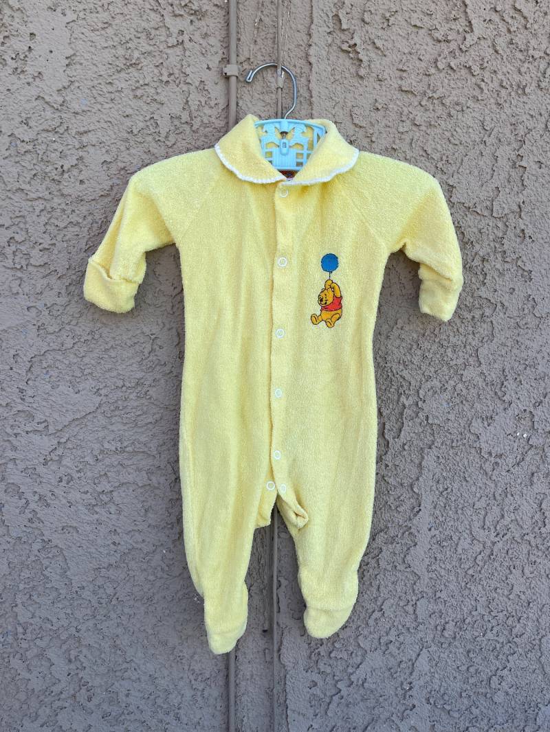 Vtg Winnie The Pooh Yellow Footed Sleeper Sz 0/6 M Gelbe Frottee Füße von Pinkbedazzler