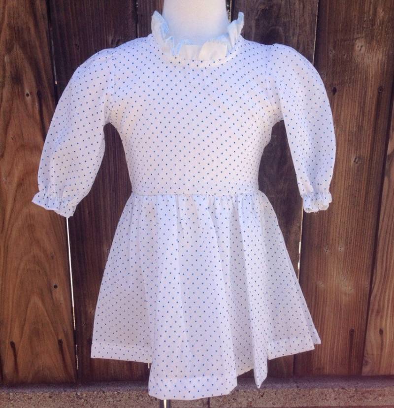 Vtgkleinkind Mädchen Kleid Sz 3 Weiß Blau Pokadots Dressy von Pinkbedazzler