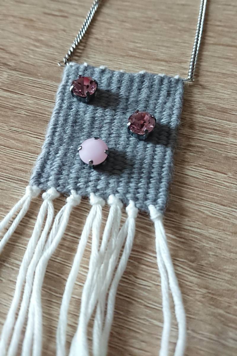 Gewebte Halskette Mit Rosa Strasssteinen/Kette Und Webart Glänzende Gewebte Boho-Halskette Rosa Kunstdiamantschmuck Gewebte Halskette Mit Rosa Strasssteinen/Kette Und Webart Glänzende Gewebte Boho-Halskette Rosa Kunstdiamantschmuck von PinkbirdCreation
