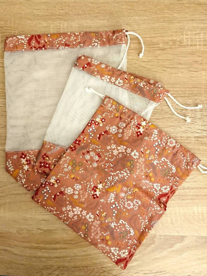 Wiederverwendbarer Beutel/Waschbarer Bi-Material-Beutel Zero-Waste-Beutel Wiederverwendbarer Netzbeutel Mehrzweckbeutel von PinkbirdCreation